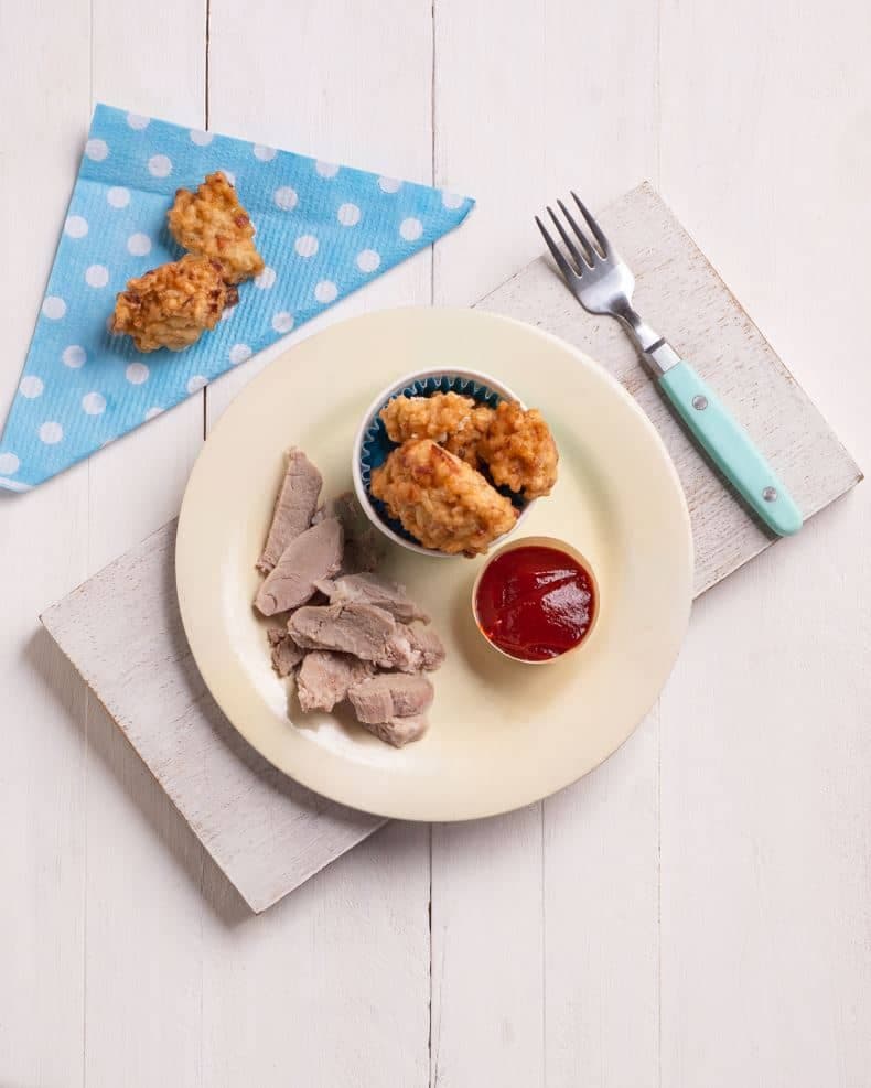 Bondiola con croquetas de arroz