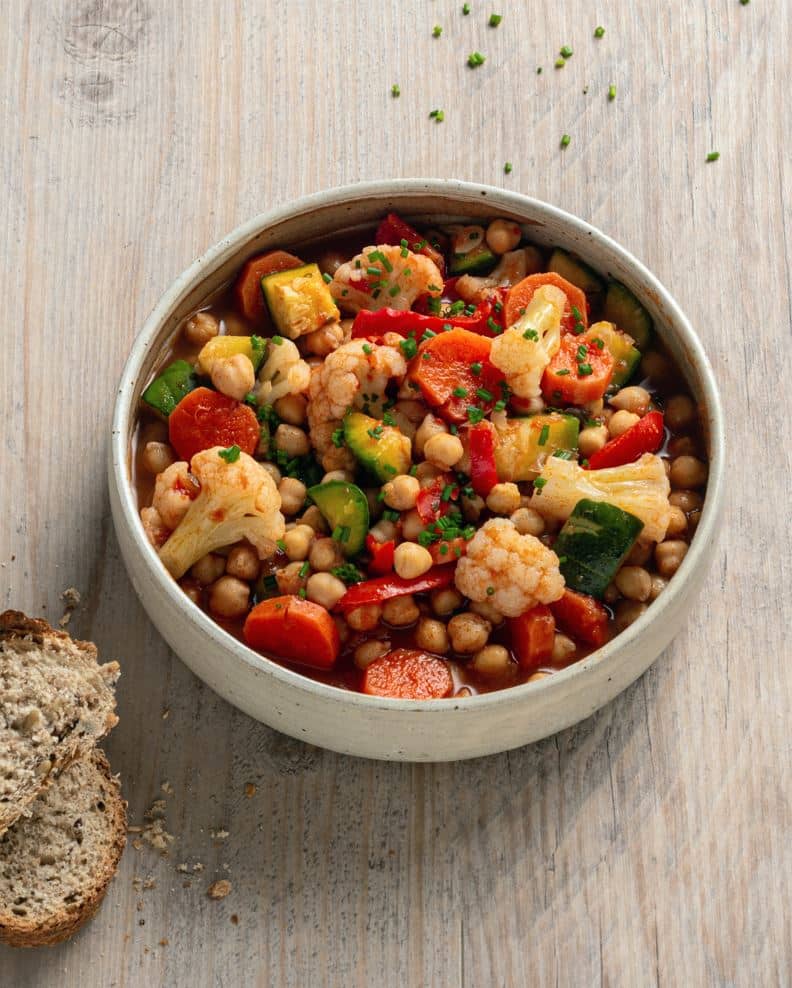 Bowl de garbanzos salteado con vegetales