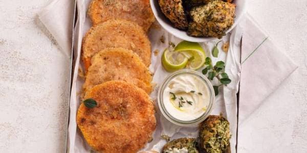 Medallones de calabaza con croquetas de verdura