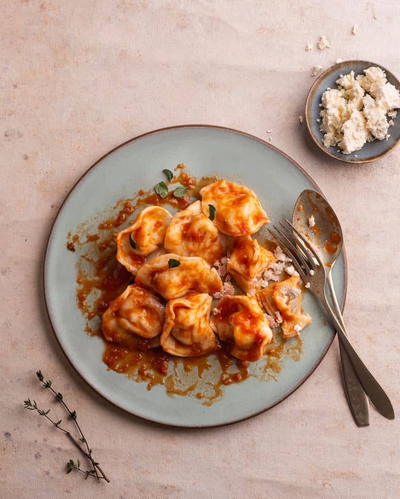 Agnolotis de ricota y jamón