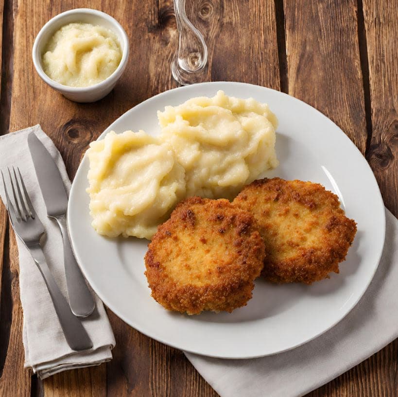 Medallones de merluza con puré de papa